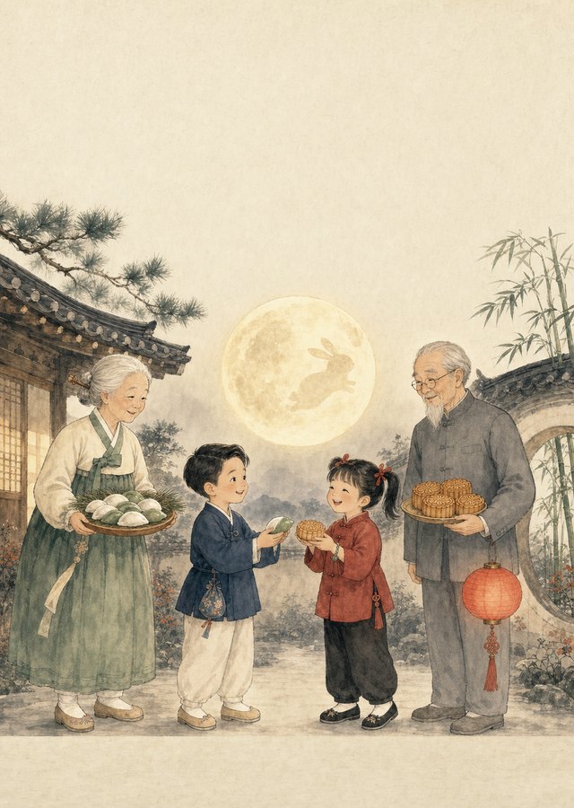 둥근 달 두 개