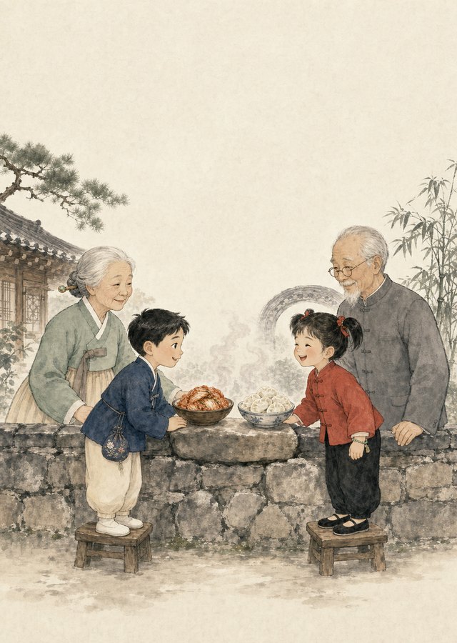 담장 너머로 건넨 그릇